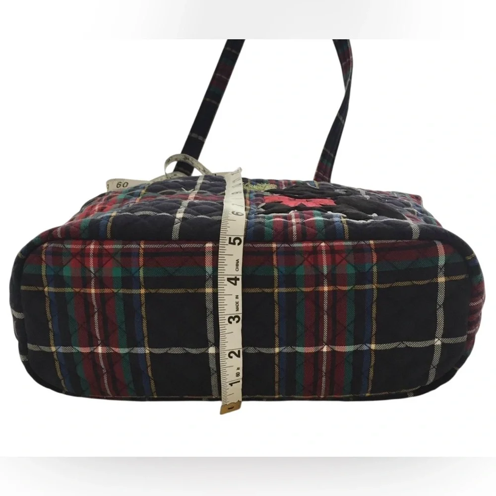 RARE Vera Bradley Scottie Dog Tote Shoulder Bag  Quilted Plaid Winter Snowflake - Picture 8 of 9